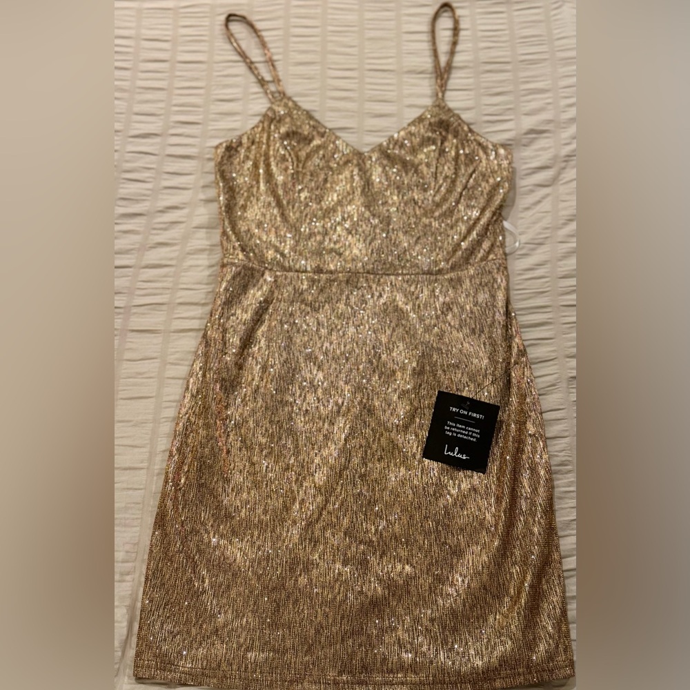 Lulu's Gold Mini Dress